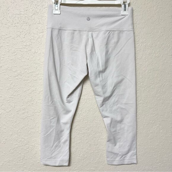 Lululemon Wunder Under Crop Leggings Beige White Size 6 - Picture 3 of 6